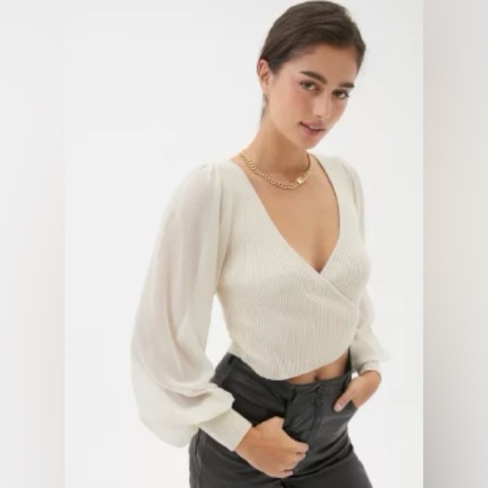 Urban Outfitters: White Long Sleeve Sweater Top: S